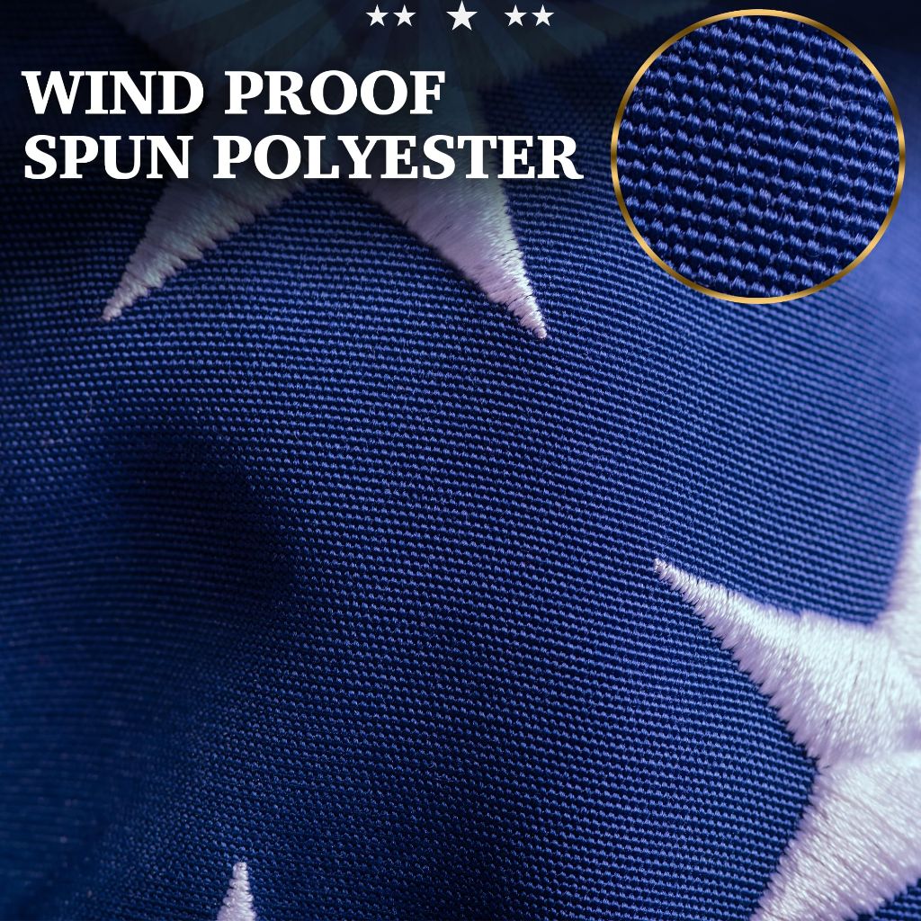 Heavy Duty Polyester American Flag with Embroidered Stars & Sewn Stripes, Brass Grommets for Outdoor Use - 8ft. x 12ft.