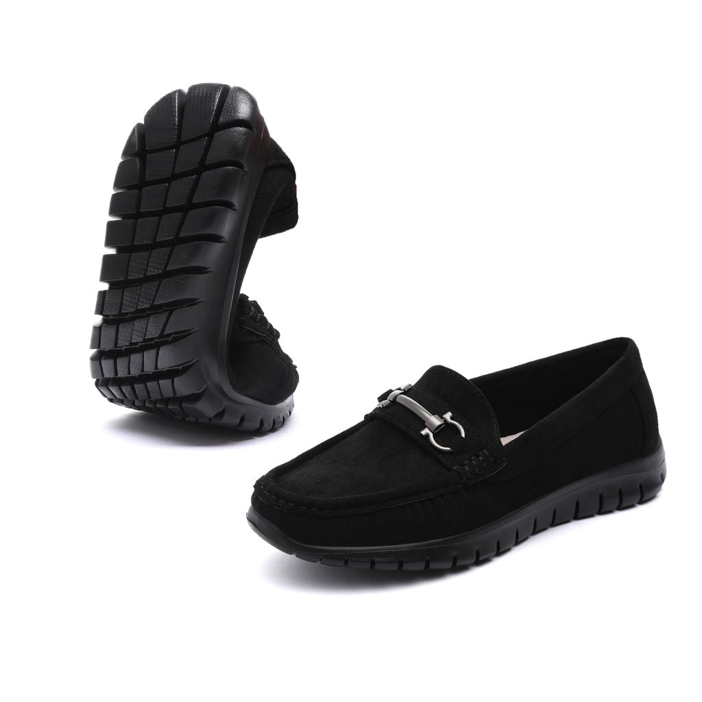 Bernal Loafers for Women Casual Moccasins Women's Comfortable & Lightweight Breathable Slip on Flat Shoes (Black 8.5)
