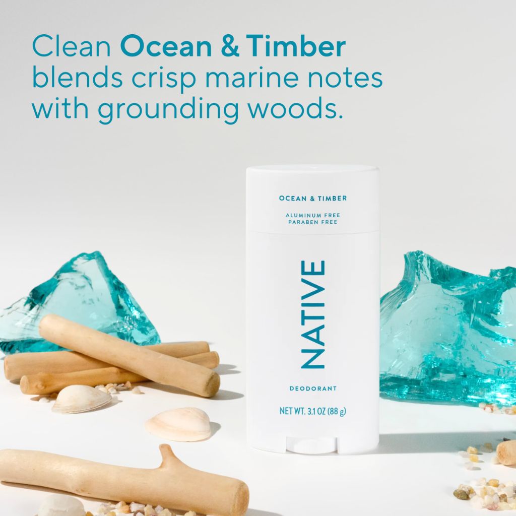 Native Aluminum Free Deodorant, Ocean & Timber, Large Size Stick | 3.1 oz