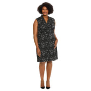 SZ 22, London Times Women's Dresses Sleeveless V-Neck Sheath Dress, Black/Ivory