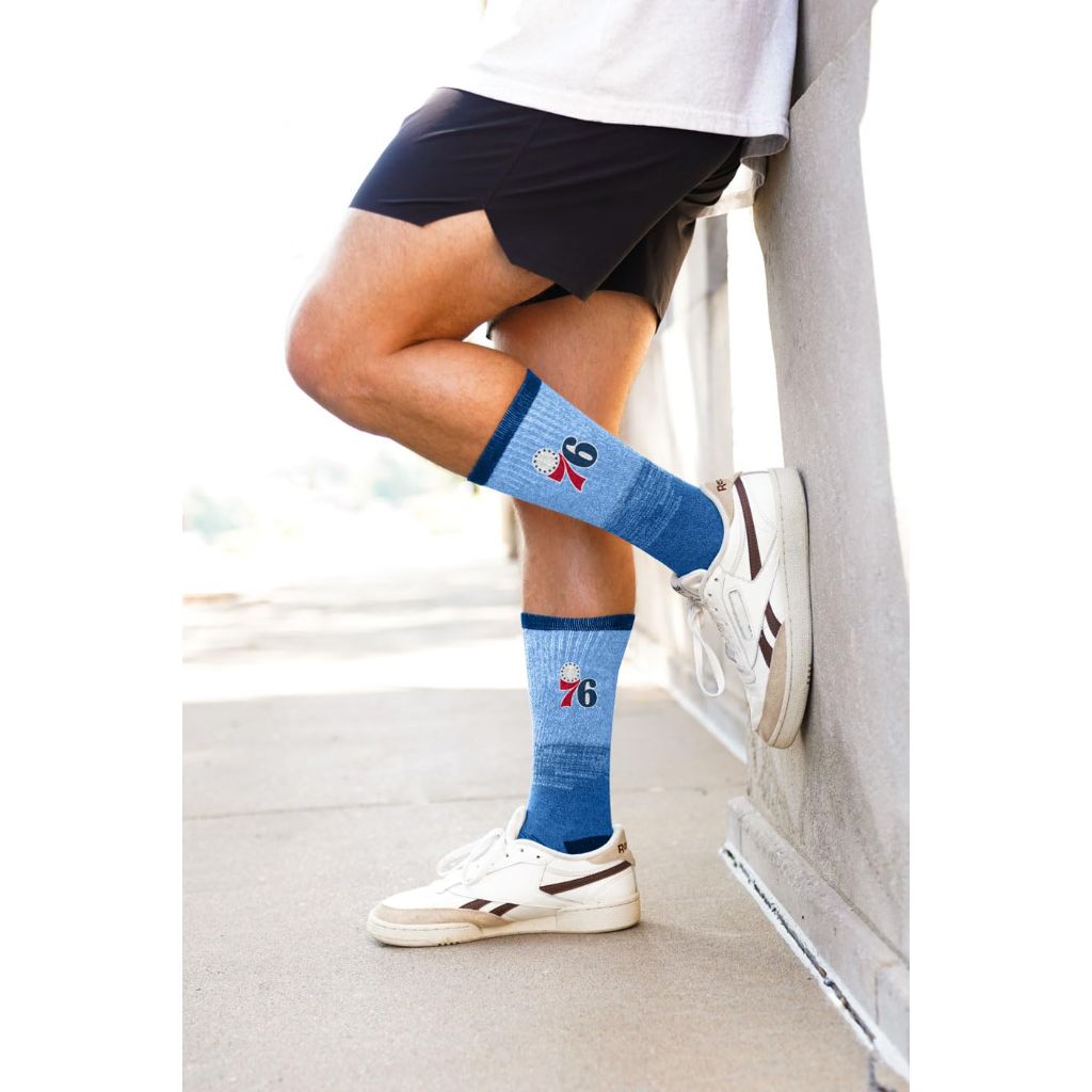 For Bare Feet NBA PHILADELPHIA 76ERS Team Tonal Crew Sock, Team Colors - size Large