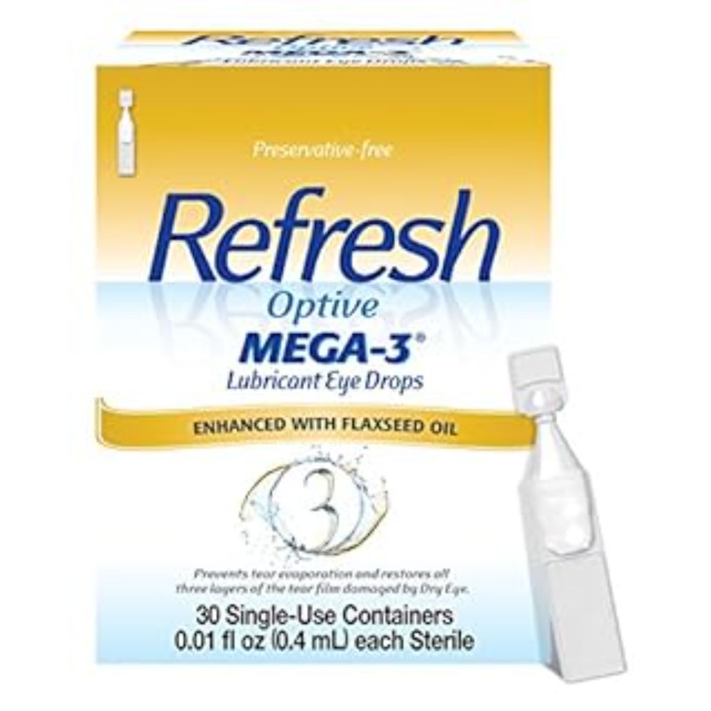 Refresh Optive Mega-3 Lubricant Eye Drops Preservative-Free Artificial Tears - 0.01 fl oz (0.4mL) - 30 Single-Use Containers