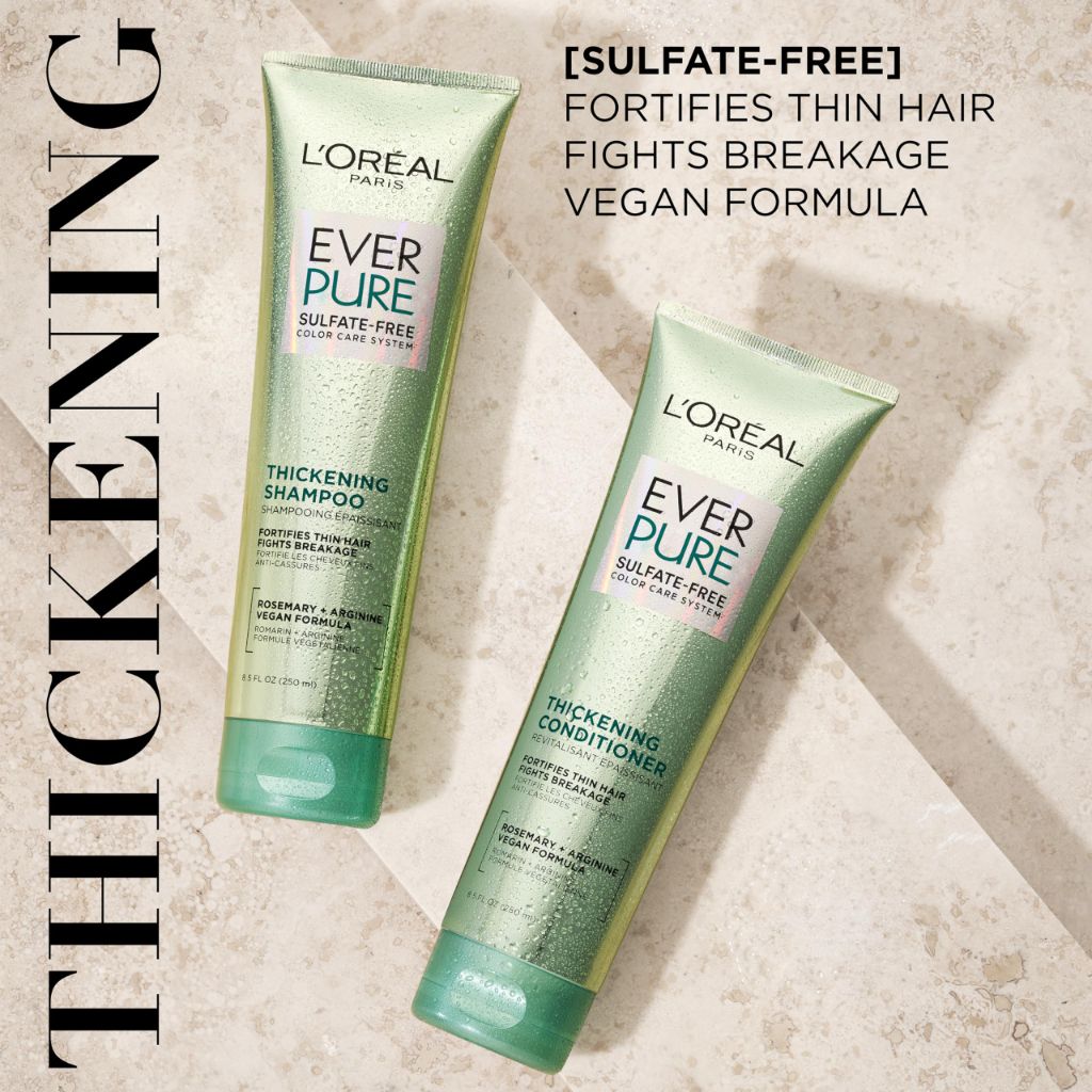 L'Oreal Paris Thickening Sulfate Free Shampoo and Conditioner,  1 Hair Care Kit