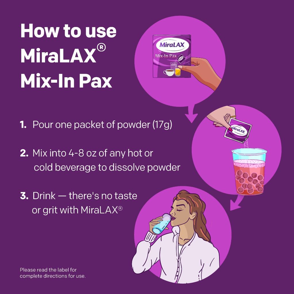 MiraLAX Laxative Powder Single Dose Mix-in Pax, Travel Size - 40 Doses