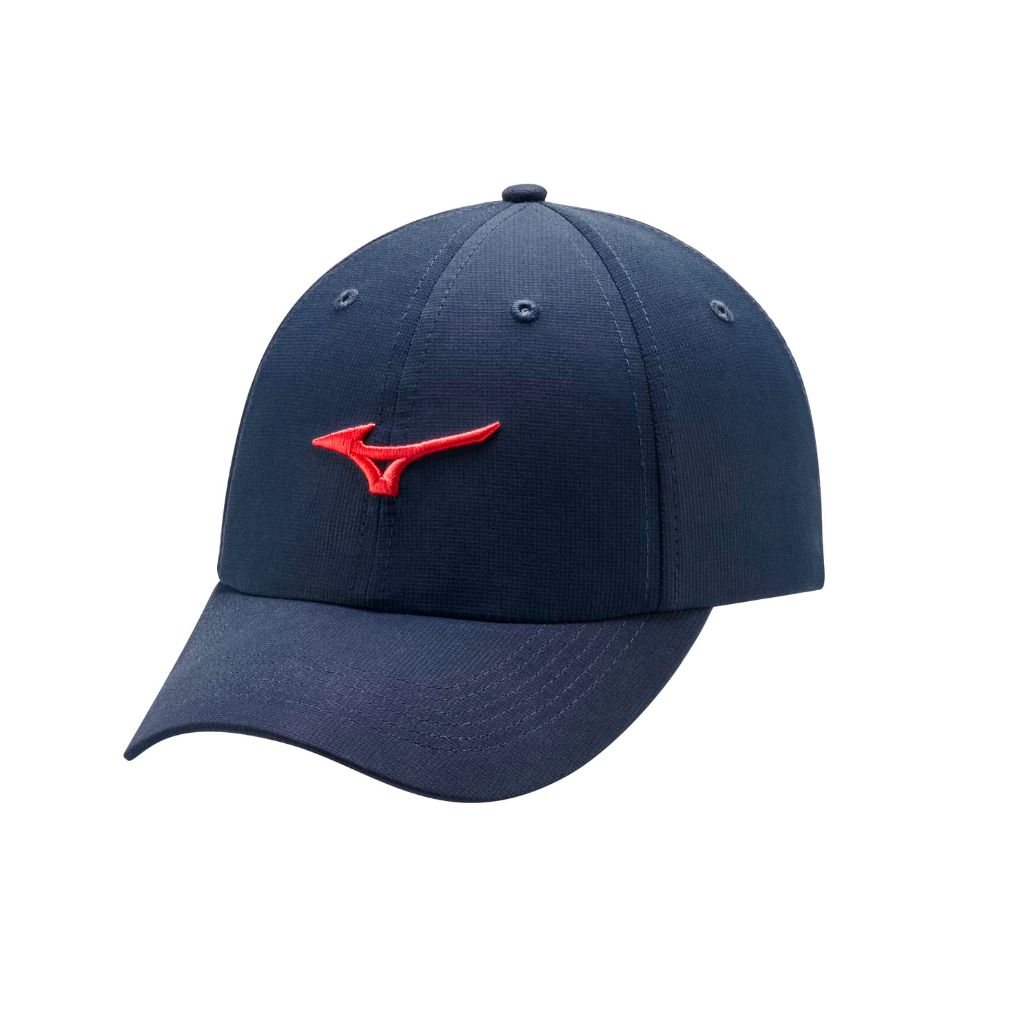 Mizuno Tour Adjustable Lightweight Hat | Navy-RED | Unisex | ONE Size FITS All (ONE)