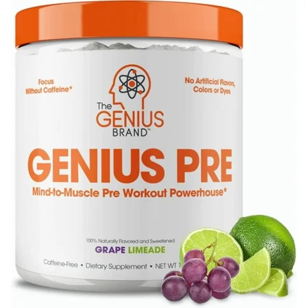The Genius Brand Genius Pre-Workout Powder, Grape Limeade, 12.13oz (20 Servings)