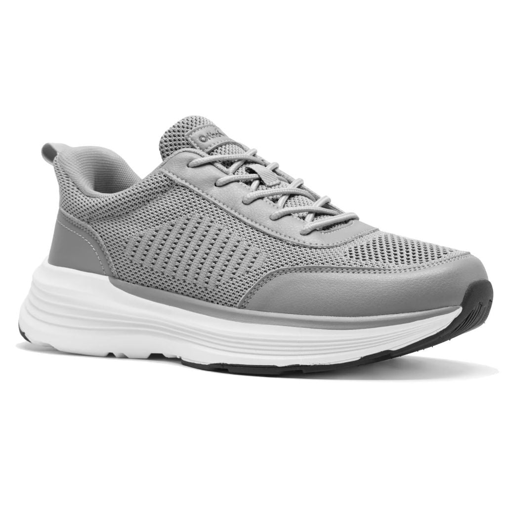 Men's Orthopedic Fashion Sneakers with Arch Support: Lightweight Breathable Mesh Fabric Sneakers for Plantar Fasciitis, Cushion Thick Sole Walking Shoes with Lace Up for Standing Gray Size 11.5