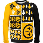 FOCO Men's NFL Busy Block Ugly Sweater - Pittsburgh Steelers, Small