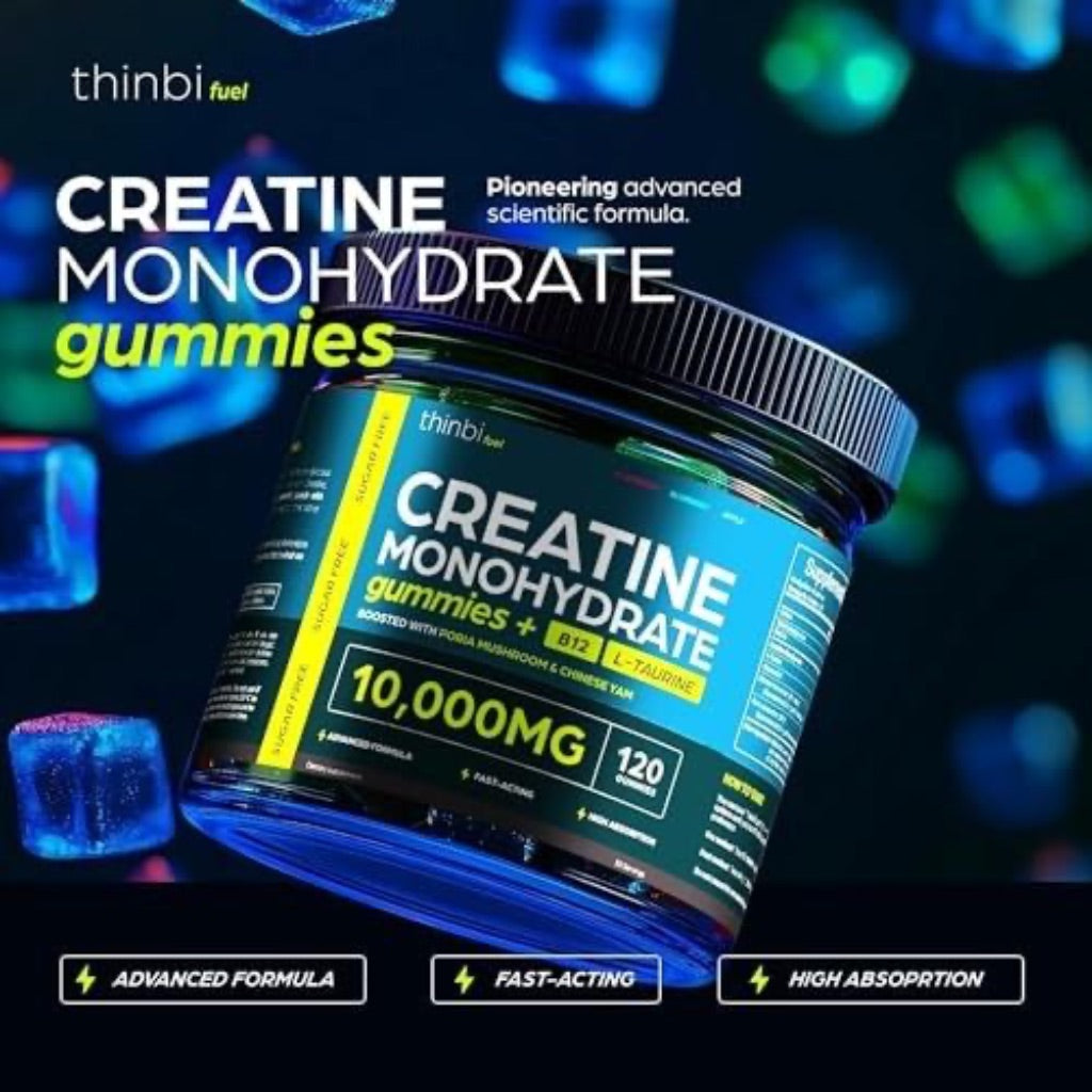 Creatine Gummies Monohydrate Complex 10,000mg w/L-Taurine & Vitamin B12 -120ct