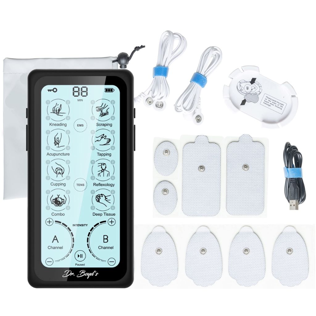 Dr. Boyd's "Advanced X" Touchscreen TENS & EMS Unit -32 Modes, 8 Settings, Large Back-Lit Touchscreen Display