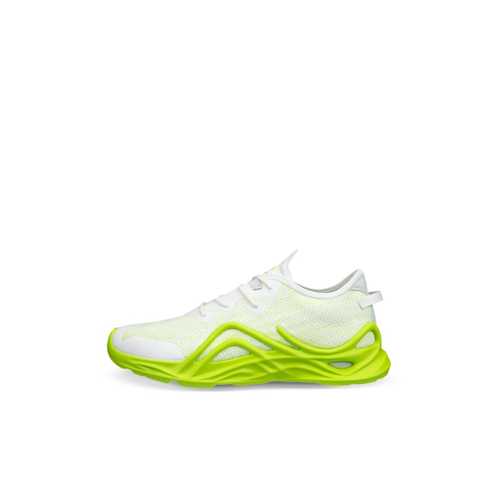 ECCO Men's Biom Infinite Textile Knit Fashion Sneaker, Bright White/Lime Punch, 10-10.5