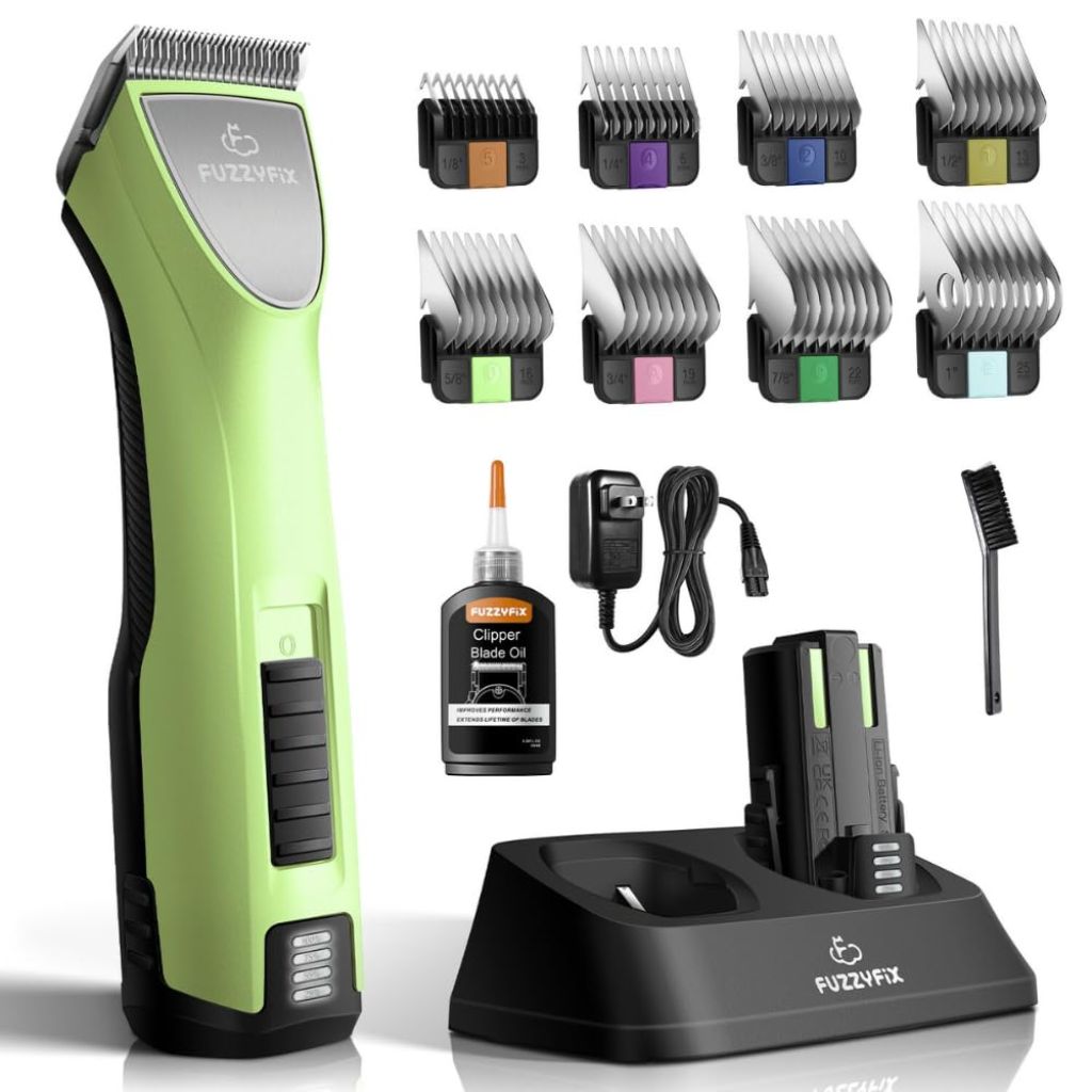 FuzzyFix Dog Grooming Kit, Dog Clippers for Grooming for Thick Heavy Coats, Professional Pet Paw Trimmer Nail Grinder