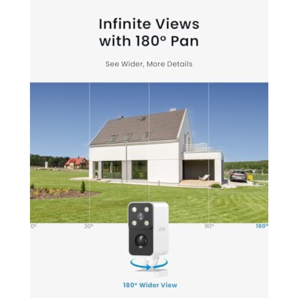 ieGeek Wireless Outdoor Security Camera, Pan Rotating 180°, 2.4G Wi-Fi with 2K Color Night Vision