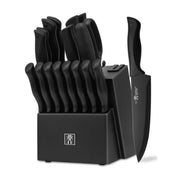 HUNTER.DUAL 19 Pcs Kitchen Knife Set with Block Self Sharpening | Black