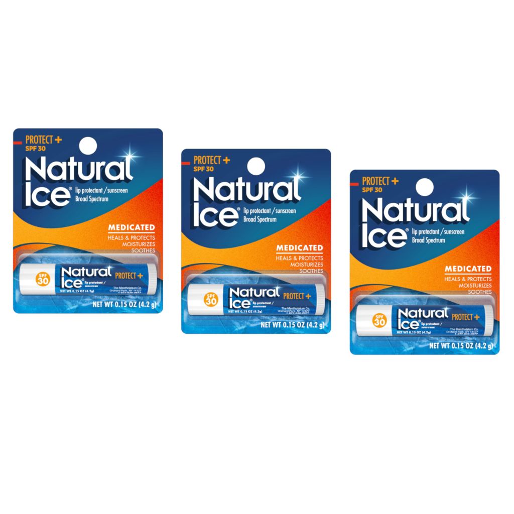 Mentholatum Natural Ice Protect+ Broad Spectrum SPF 30 Medicated Lip Balm, 0.15 Ounce