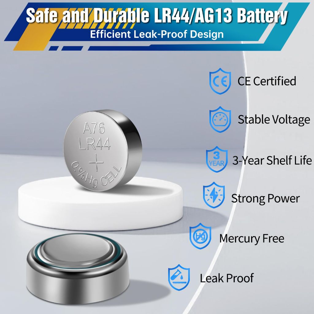 PGSONIC 50 Pack LR44 Batteries, 1.5 Volt Alkaline Button Cell Batteries with Long Lasting Power