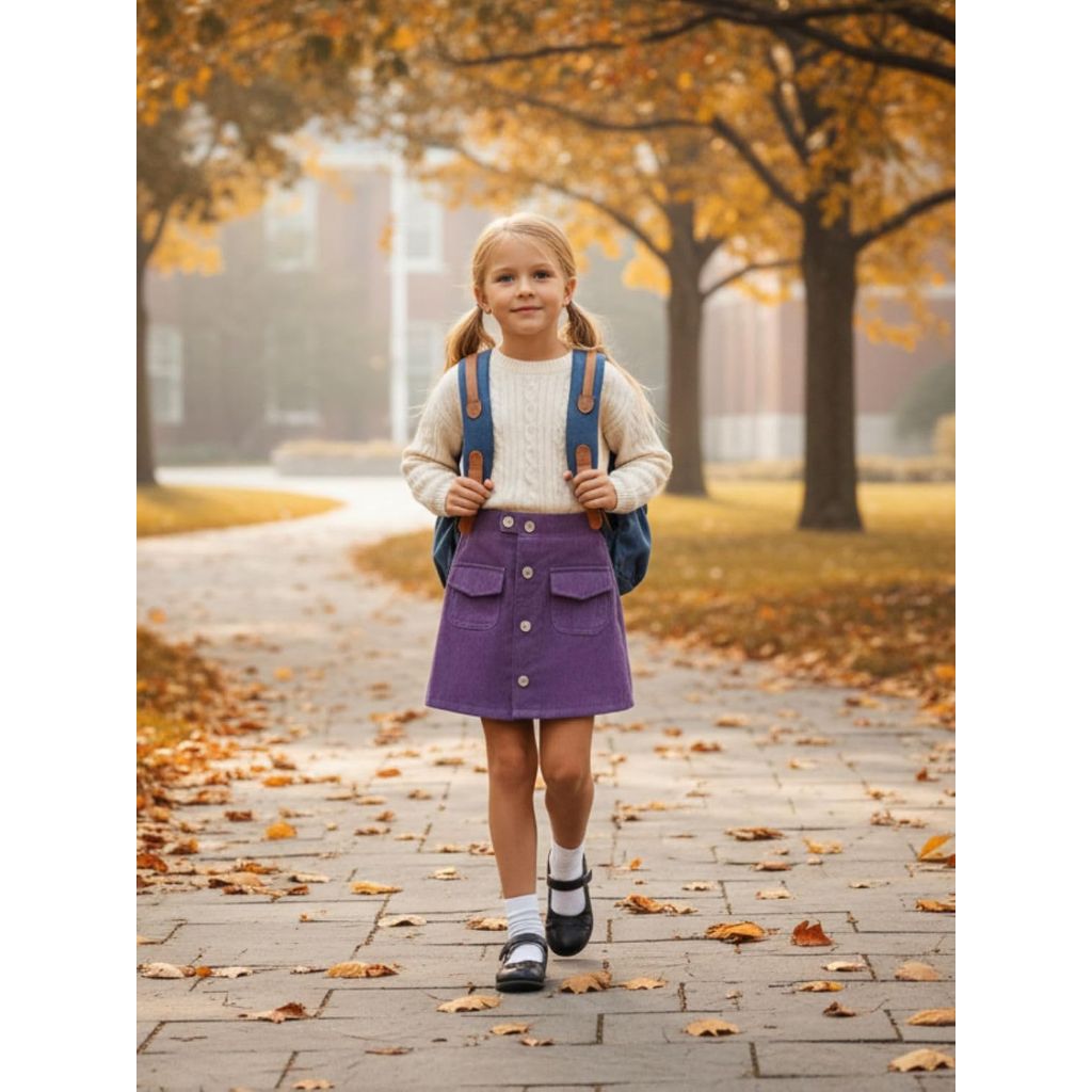 WELAKEN Girls and Toddler's Corduroy Short Mini Skirt with Pockets