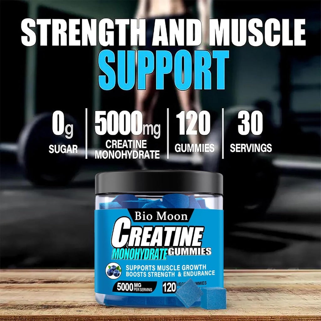 Bio Moon Creatine Monohydrate Gummies 5000mg - Blueberry, 120ct