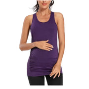 Ecavus Women's Maternity Seamless Racerback Maternity Tank Top - Purple, XL