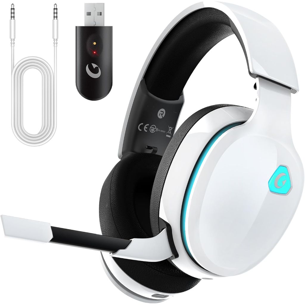 Captain 300 Wireless Gaming Headset for PS5, PS4, PC, Switch with ENC Microphone, Surround Sound, 40+H Battery (White)