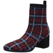 Kenneth Cole Reaction RIDA STRETCH JEWEL, RED PLAID KNIT - size 8