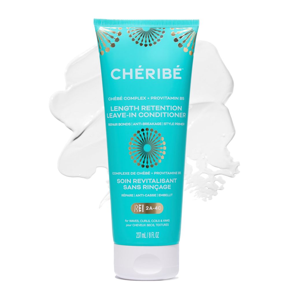 Chéribé Length Retention Leave-In Conditioner - 100% Chebe Complex + Provitamin B5, Anti-Breakage Strengthener, Heat Protectant, & Detangler for All Hair Textures 2A-4C & Porosities, 8 fl oz