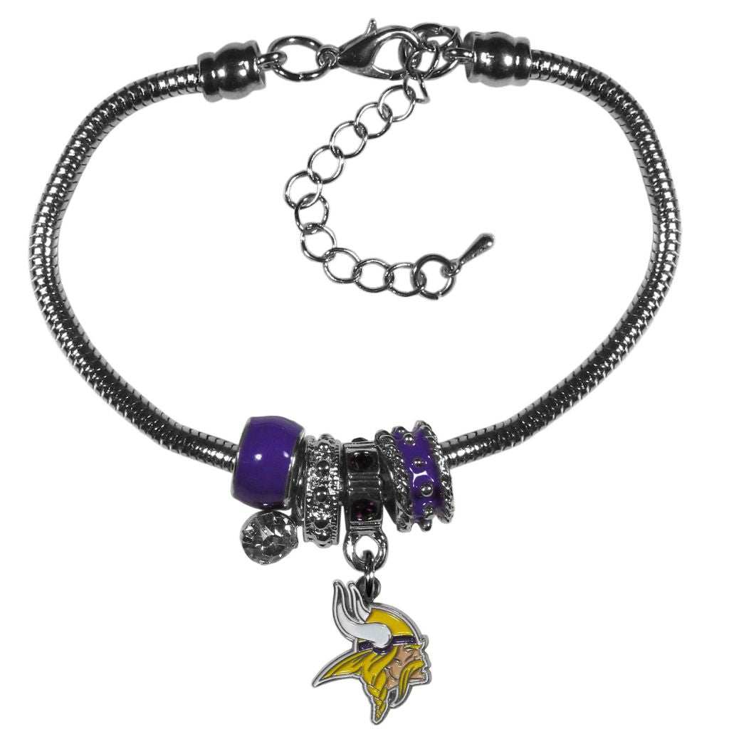 NFL Siskiyou Sports Womens Minnesota Vikings Euro Bead Bracelet One Size Team Color