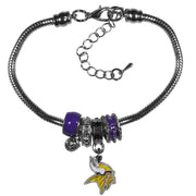 NFL Siskiyou Sports Womens Minnesota Vikings Euro Bead Bracelet One Size Team Color
