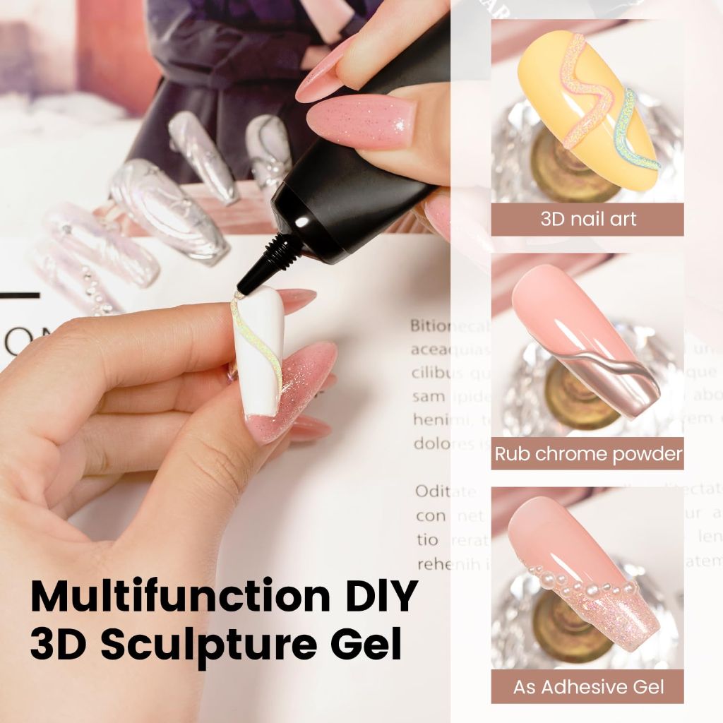 RARJSM 3D Nail Art Sculpture Gel Nail Polish  Gel UV LED Curing Requires Nail Decoration Manicure Design