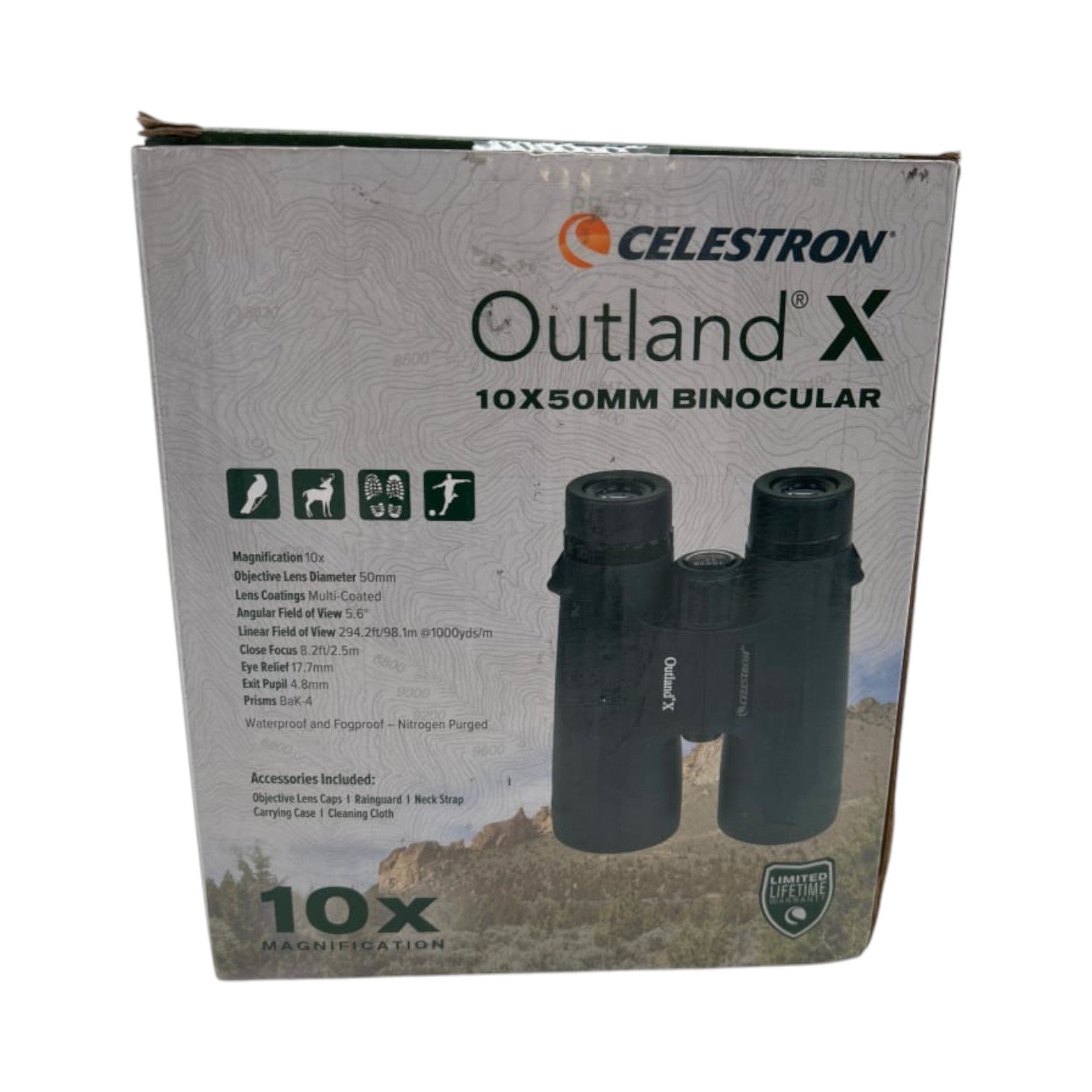 Celestron Outland X 10x50 Binoculars, Water/Fog Proof, 71348 (Black)