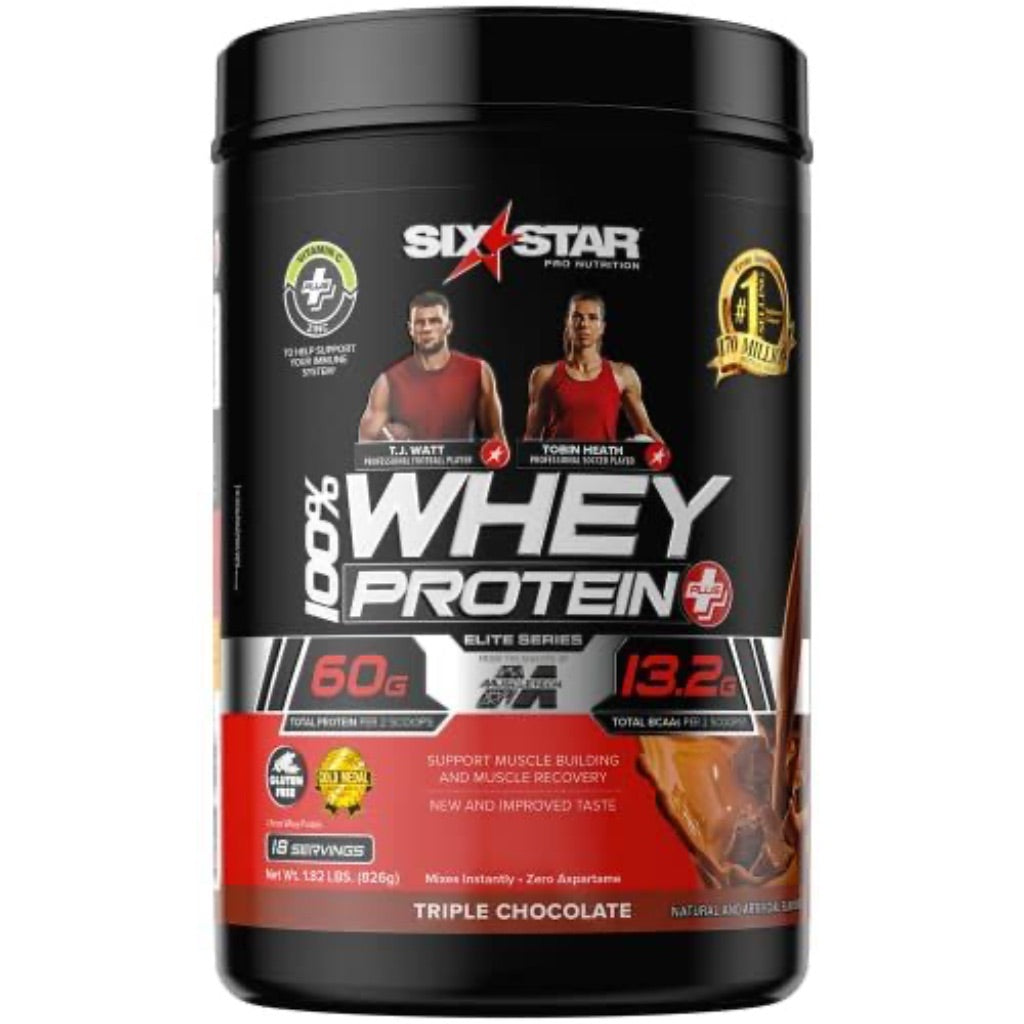 Six Star 100% Whey Protein Plus Powder - Triple Chocolate Powder, 18 Svgs