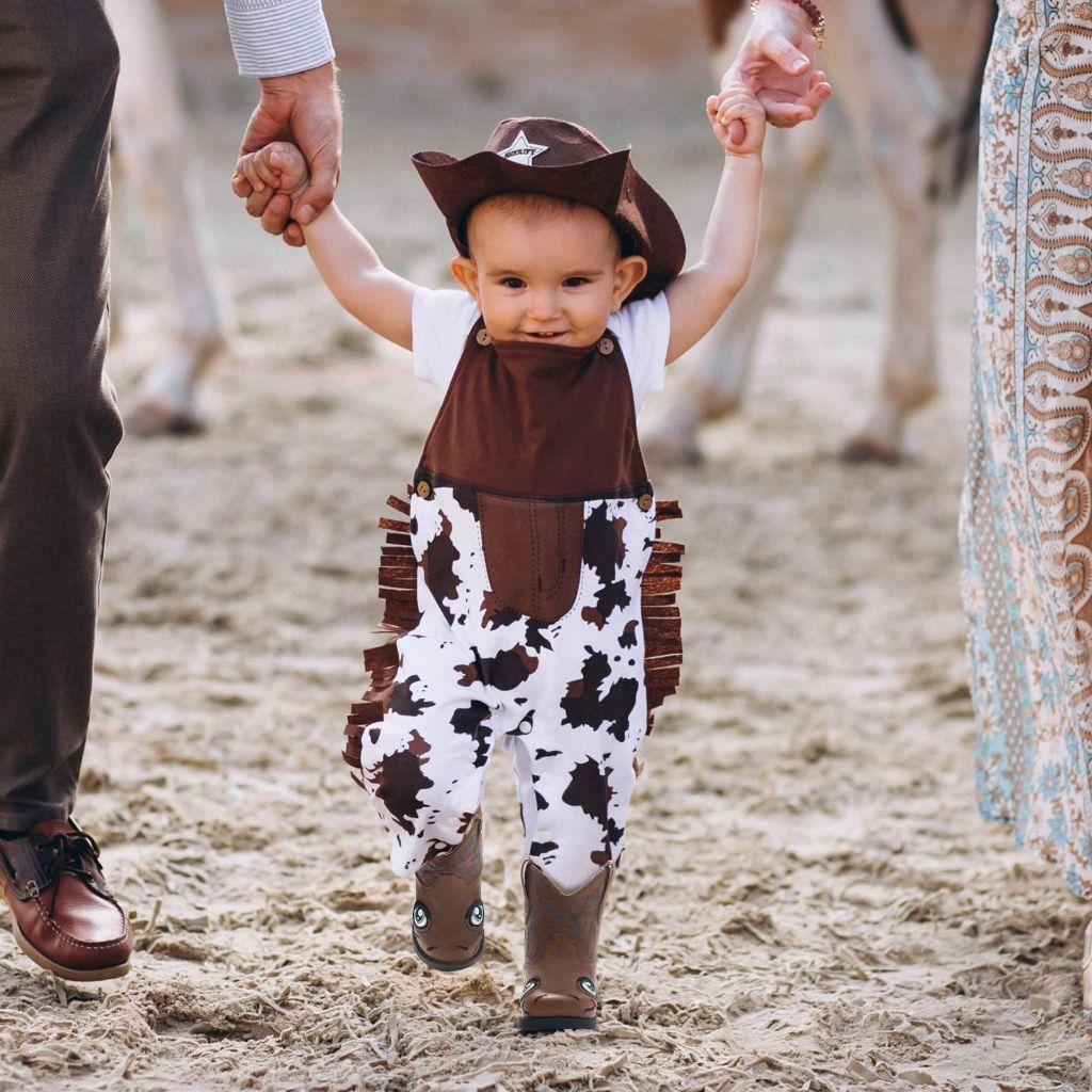 Rollda Baby Cowboy Boots Toddler Cowgirl Boots Infant Western Boots Round Toe Brown Toddler Size 5