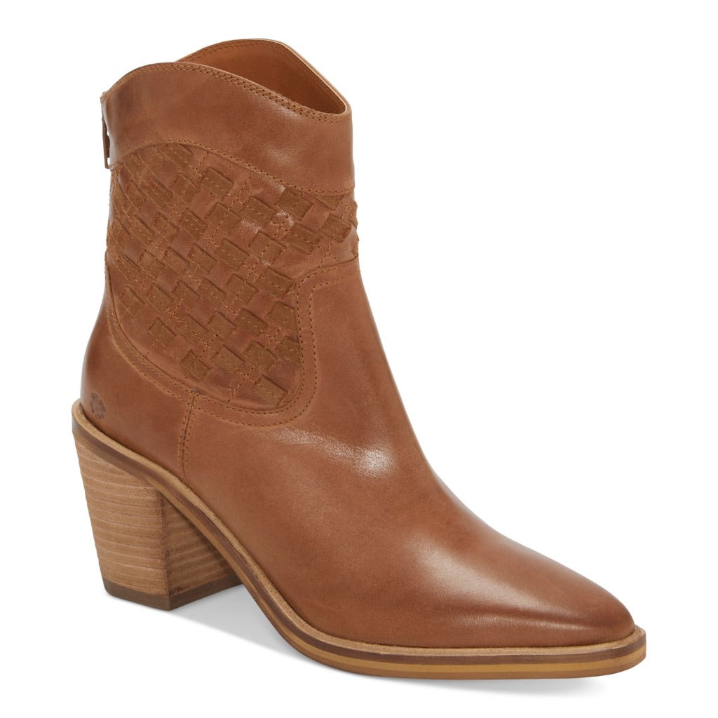 Lucky Brand Women's Aryleis Block-Heel Western Ankle Bootie, Cognac - Size 5.5