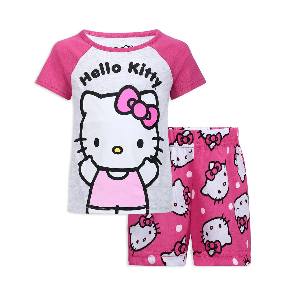 Hello Kitty Girls T-Shirt and Short Set for Infant, Toddler, Little and Big Girls - Pink