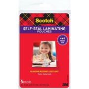 3M Scotch Self-Sealing 4x6 Gloss Finish Laminating Pouches, 9.5 Mil - 5 Pack (PL900G)