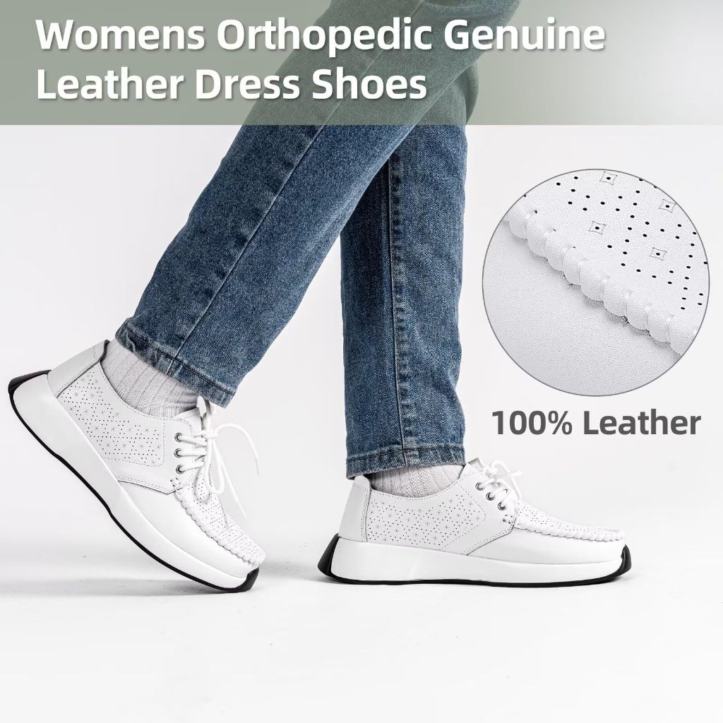 Women's Orthopedic Loafers, White - size 8.5