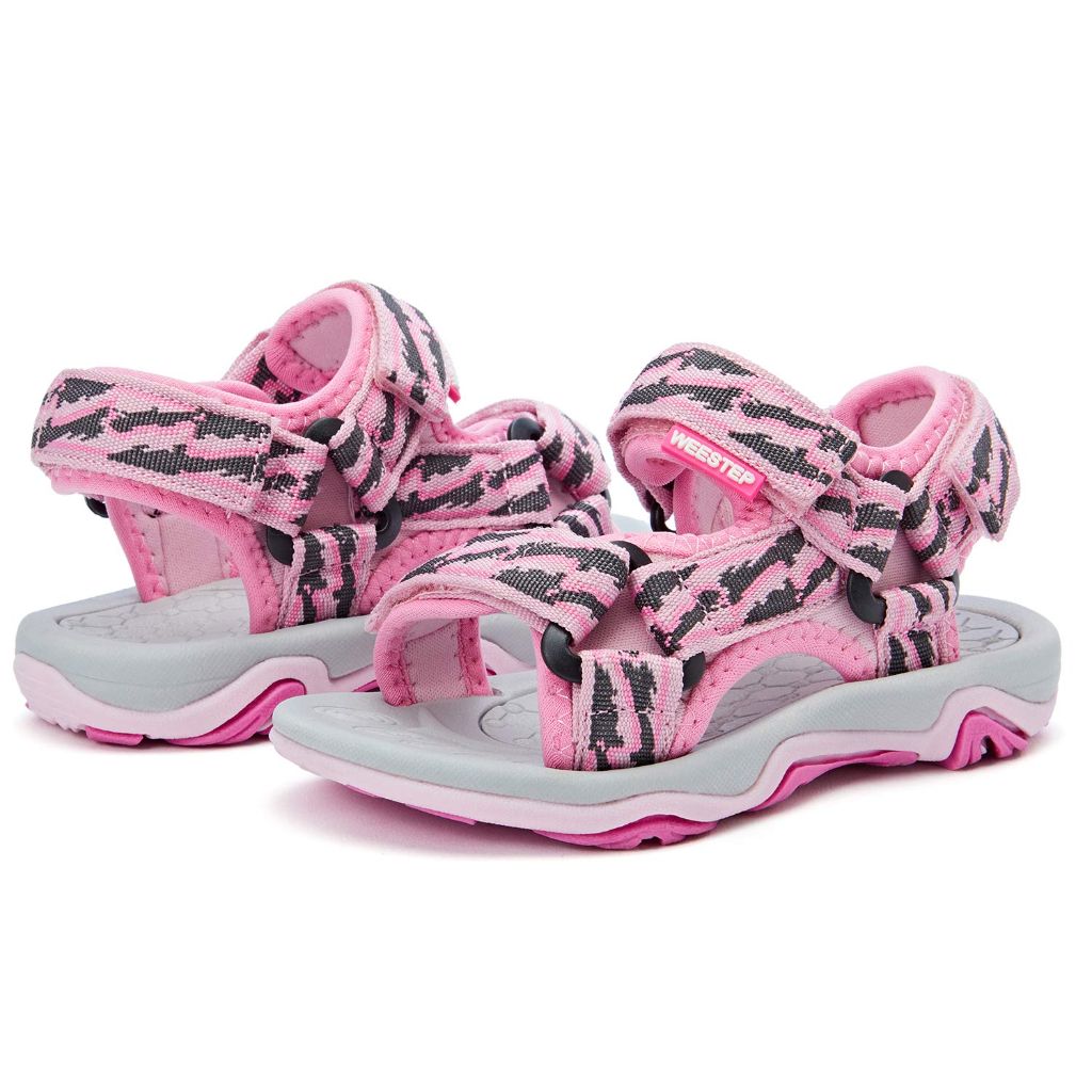 Weestep Adjustable Strap Sandal, Pink/Grey SZ 3Y