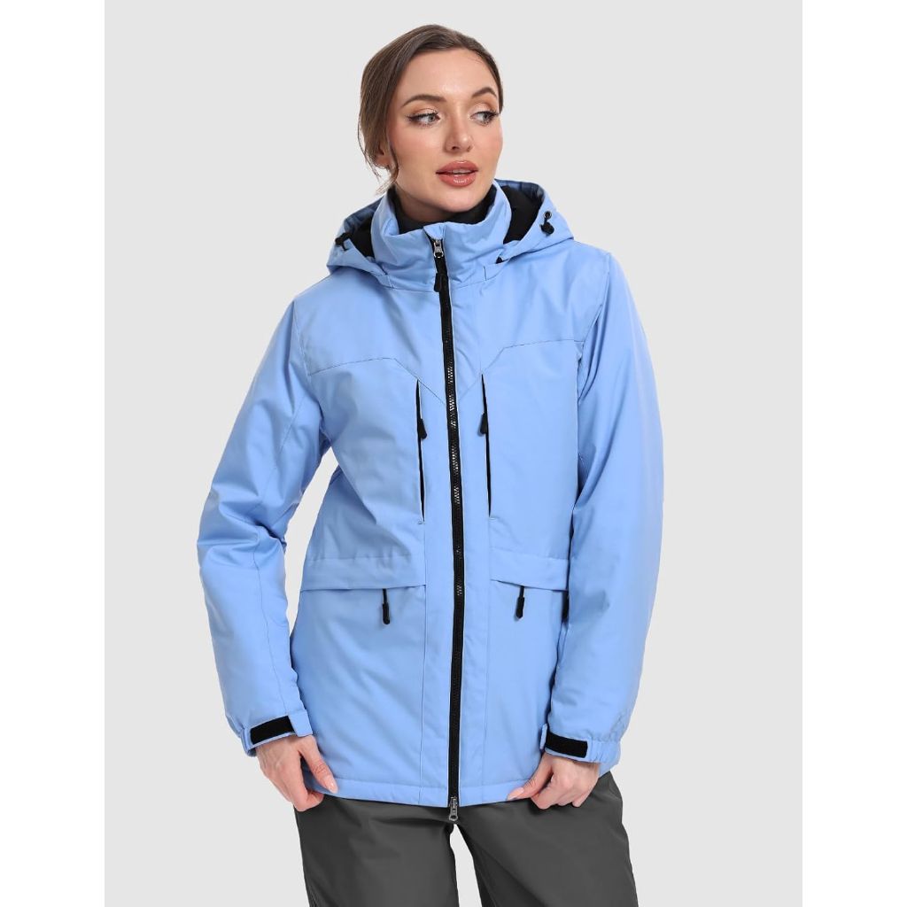 GEMYSE Women's Ski Jacket Waterproof Winter Snow Coat Warm Hooded Windbreaker Snowboarding Windproof Rain Jacket