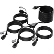 K KASONIC Indoor/Outdoor Christmas Lights Extension Cord, 46 Feet with Multiple Outlets, 16AWG/1625W - Black