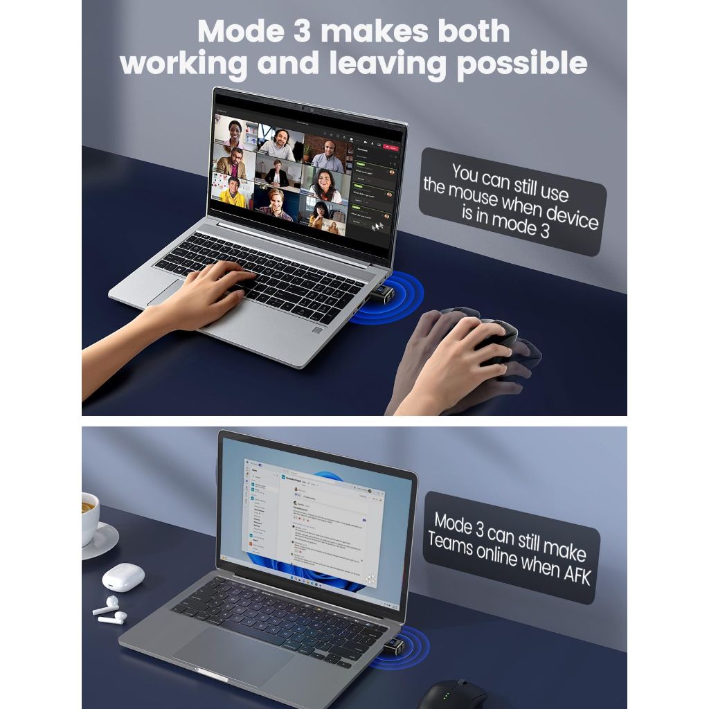 Meatanty Metal Tiny Mouse Jiggler, USB, Undetectable, Automatic Shaker with Separate Mode and ON/Off Buttons
