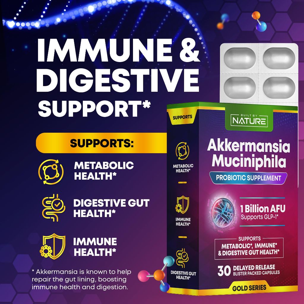 Built by Nature Akkermansia Probiotic Supplement - 30 Capsules