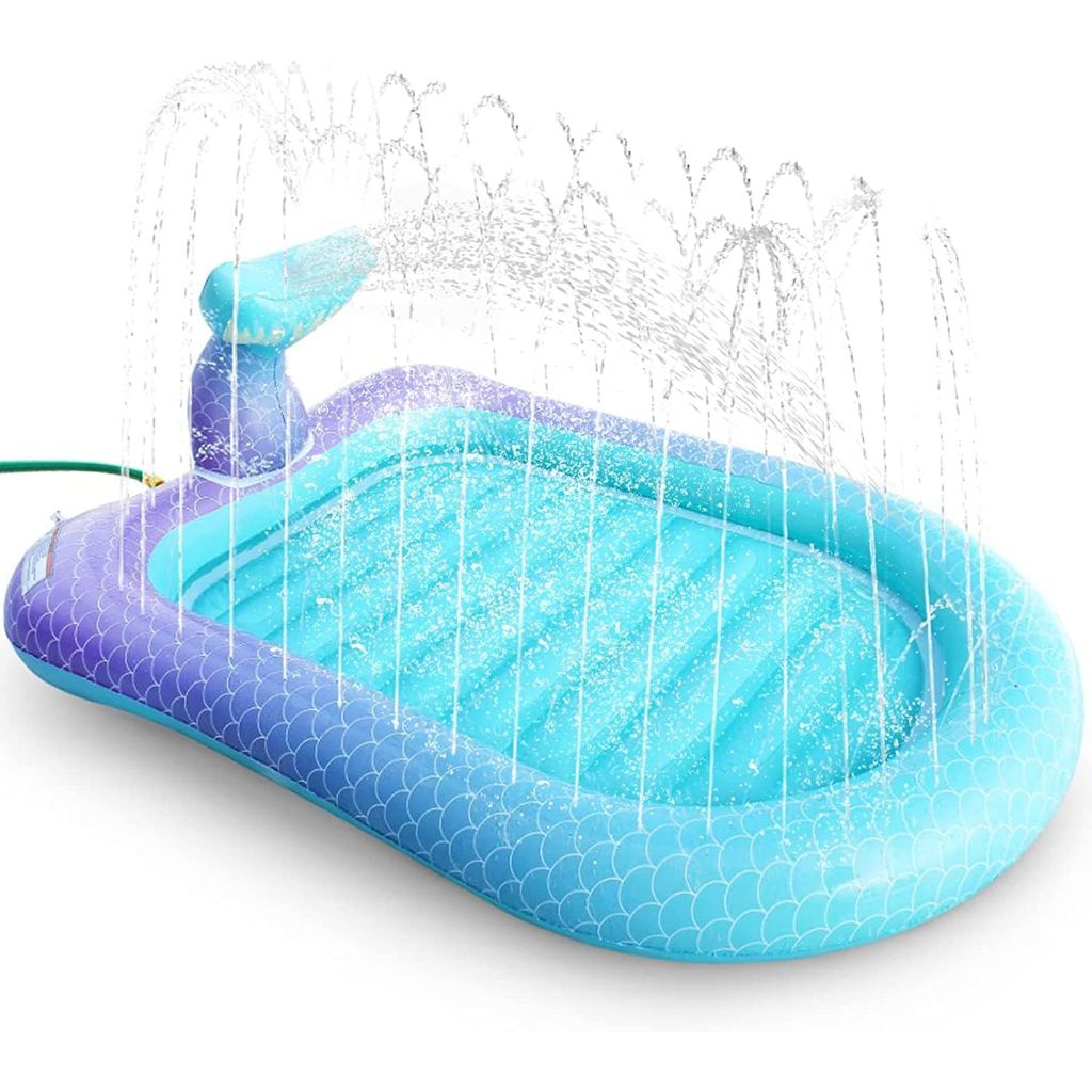 75" Sprinkler & Splash Pad for Kids, Large Outdoor Mermaid Sprinklers Play Mat Summer Water Play Toys Inflatable Sprinkler Pad, Fun Play Pool for Toddlers Babies Over 3 Years Boys Girls