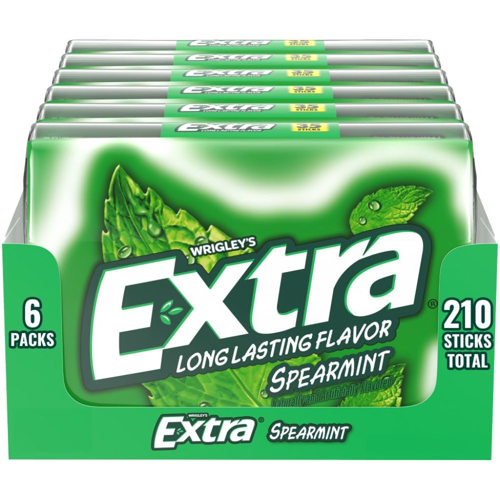 EXTRA Spearmint Sugar Free Chewing Gum Mega Packs - 35 Stick (Pack of 6)