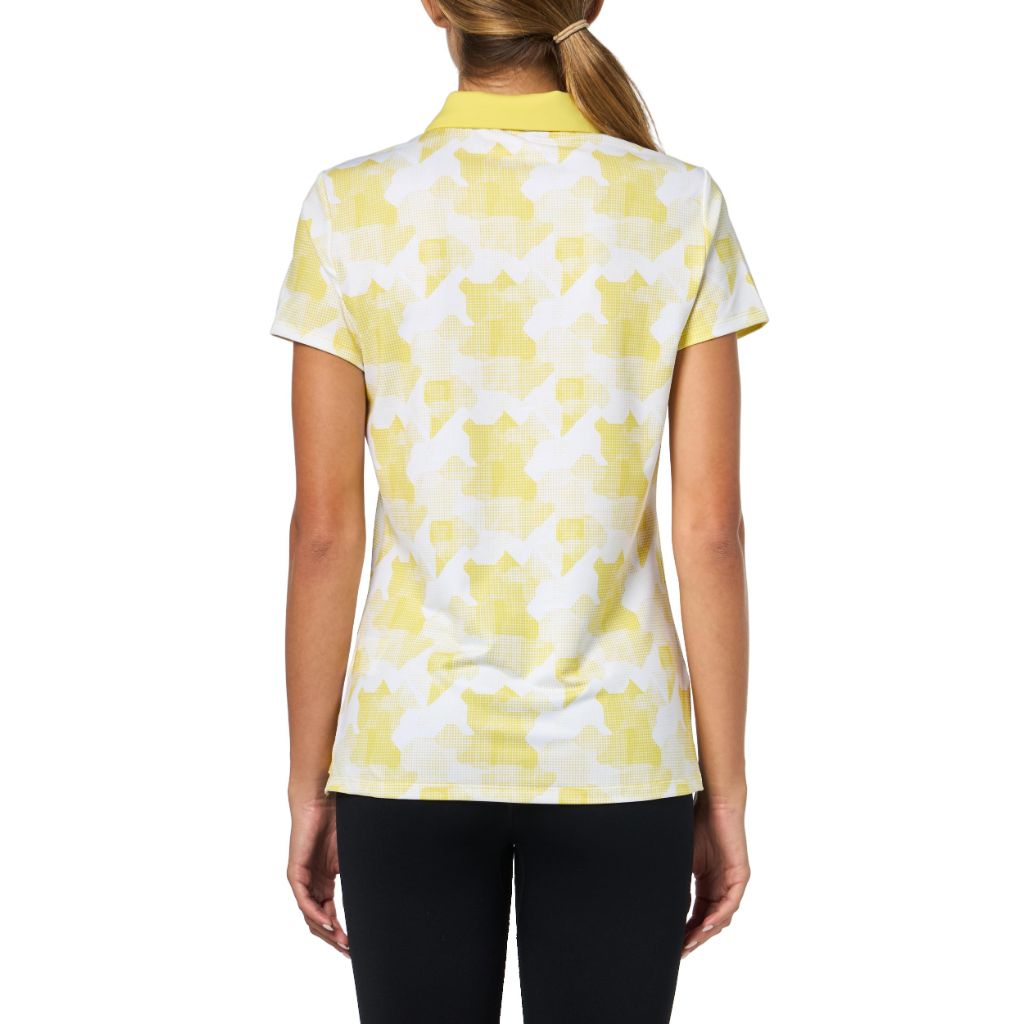Adidas Women's Ultimate365 Printed Polo Shirt, Pure Sulfur - size L