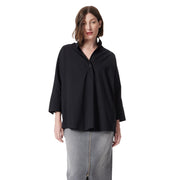 DO by Dee Ocleppo Womens Hailey Stand Collar Shirt Standard, Black - XL