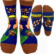 I'D RATHER BE CHASING Sasquatch, Funny Socks for Men, Fun Novelty Crew Sock, Mens BigFoot Gifts. (one Size)