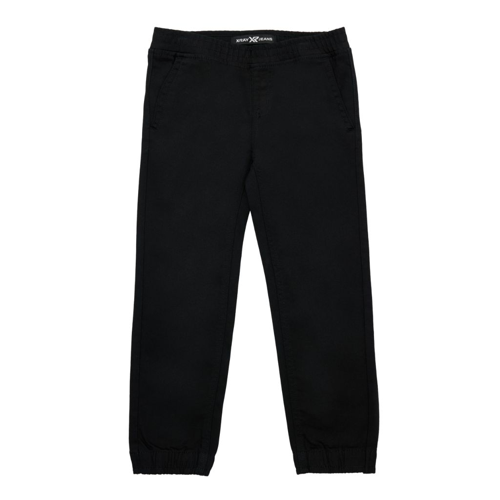 X RAY Jeans Little Kids Stretch Pants, Flexible Commuter Colored Denim Jeans, Casual Pants for Boys, Black, 4