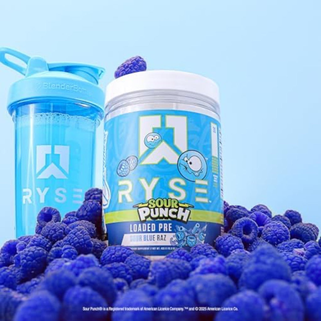 RYSE Loaded Pre Workout Powder - Sour Punch Blue Raz - 30 Servings