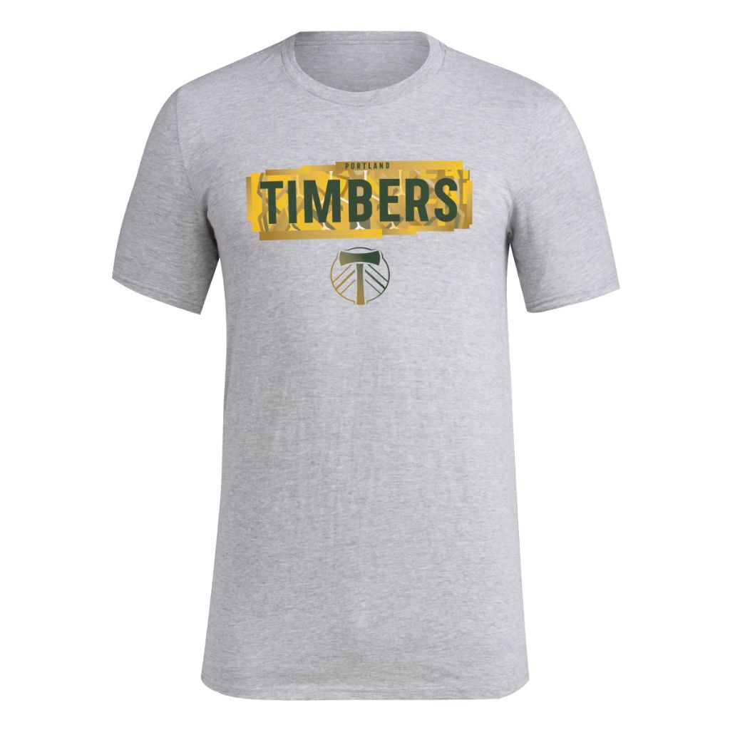 adidas Men's Local Pop Short Sleeve Pre-Game T-Shirt - Portland Timbers, Gray Heather (Medium Tall)