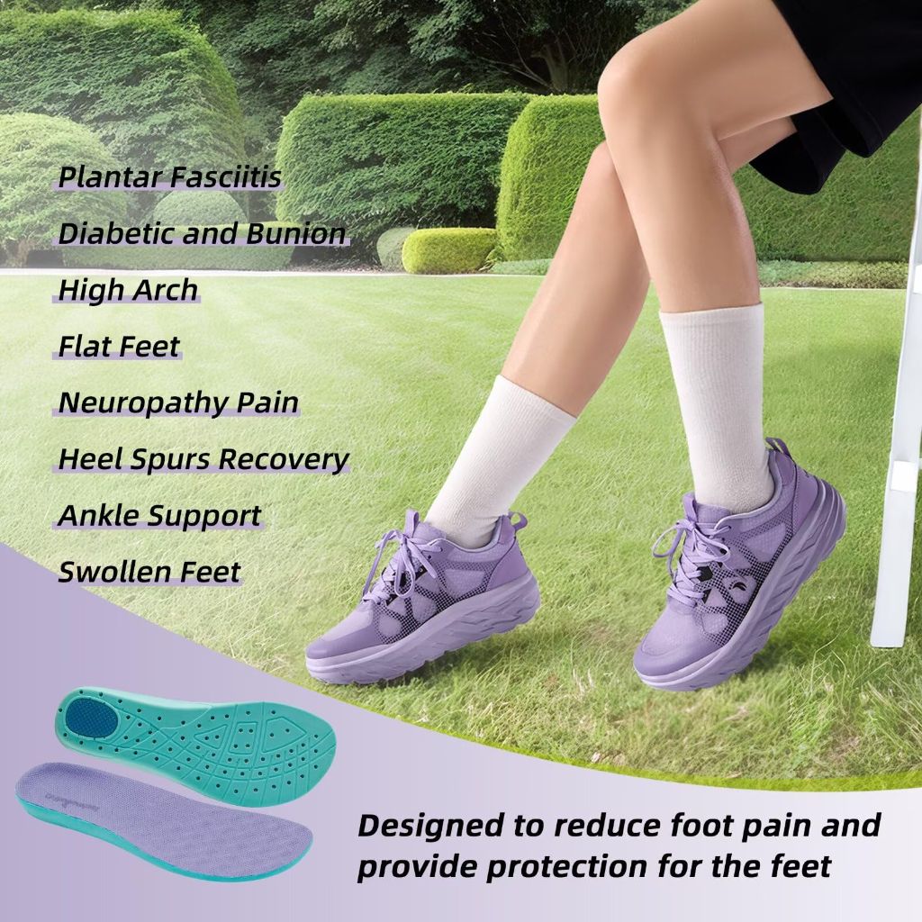 Women's Orthopedic Diabetic Wide Walking Shoes: Purple, Size 7.5